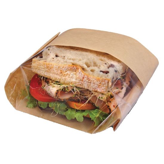 Picture of Bagcraft Dubl View Sandwich Bags, 9 1/2inH x 5 3/4inW x 2 3/4inD, Clear/Natural Brown, Carton Of 500 Bags