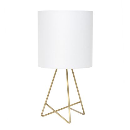 Picture of Simple Designs Down To The Wire Table Lamp, 13-1/2inH, White Shade/Gold Base