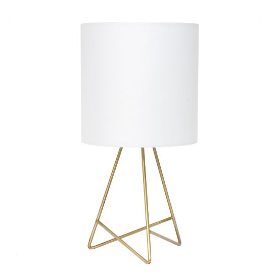 Picture of Simple Designs Down To The Wire Table Lamp, 13-1/2inH, White Shade/Gold Base