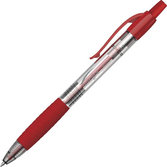 Picture of Integra Retractable Gel Pens, Medium Point, 0.7 mm, Clear Barrel, Red Ink, Pack Of 12 Pens