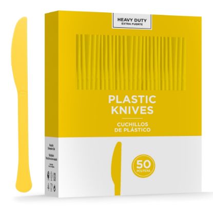 Picture of Amscan 8019 Solid Heavyweight Plastic Knives, Yellow Sunshine, 50 Knives Per Pack, Case Of 3 Packs