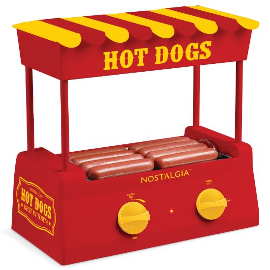 Picture of Nostalgia Electrics Hot Dog Roller And Bun Warmer, 8 Hot Dog/6 Bun Capacity, Red/Yellow