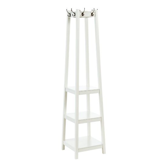 Picture of Powell Mellena Coat Rack With Shelves, 72inH x 17inW x 17inD, White