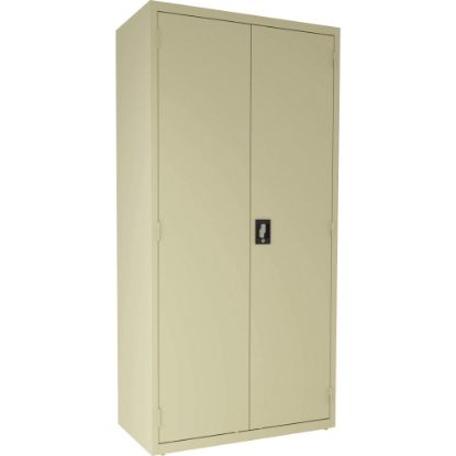 Picture of Lorell Fortress 4-Shelf Steel Janitorial Cabinet, 72inH x 36inW x 18inD, Putty