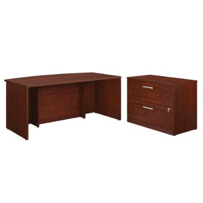 Picture of Sauder Affirm Collection 72inW Executive Bowfront Desk With 2-Drawer Lateral File, Classic Cherry