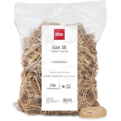 Picture of Office Depot Brand Rubber Bands, #16, 2-1/2in x 1/16in, Crepe, 1-Lb Bag