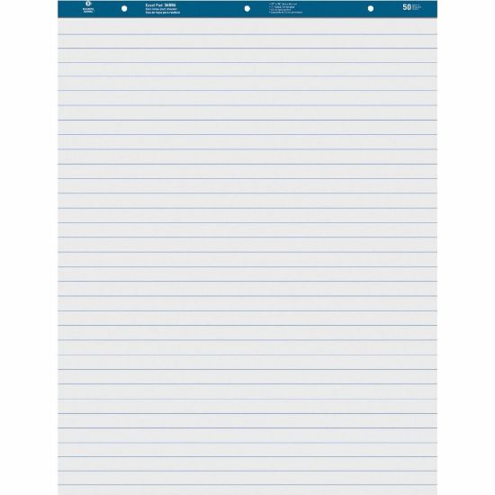 Picture of Business Source Standard Ruled Easel Pad - 50 Sheets - 15 lb Basis Weight - 27in x 34in - White Paper - Perforated - 2 / Carton