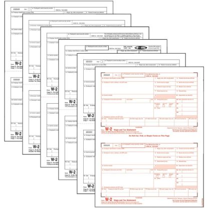 Picture of TOPS Laser W-2 Forms Kits, 5 1/2in x 8 1/2in,  6-Part, White, Pack Of 50