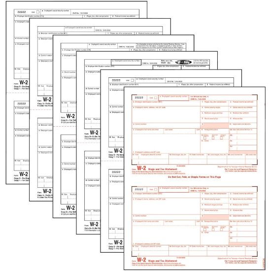 Picture of TOPS Laser W-2 Forms Kits, 5 1/2in x 8 1/2in,  6-Part, White, Pack Of 50