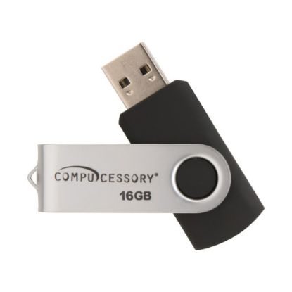 Picture of Compucessory Password Protected USB Flash Drives - 16 GB - USB 2.0 - 12 MB/s Read Speed - 5 MB/s Write Speed - Aluminum - 1 Year Warranty - 1 Each