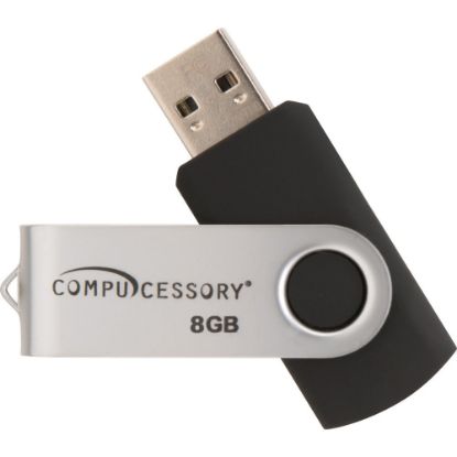 Picture of Compucessory Password Protected USB Flash Drives - 8 GB - USB 2.0 - 12 MB/s Read Speed - 5 MB/s Write Speed - Aluminum - 1 Year Warranty - 1 Each