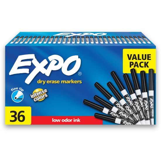 Picture of EXPO Low-Odor Dry-Erase Markers, Fine Point, Black, Pack Of 36