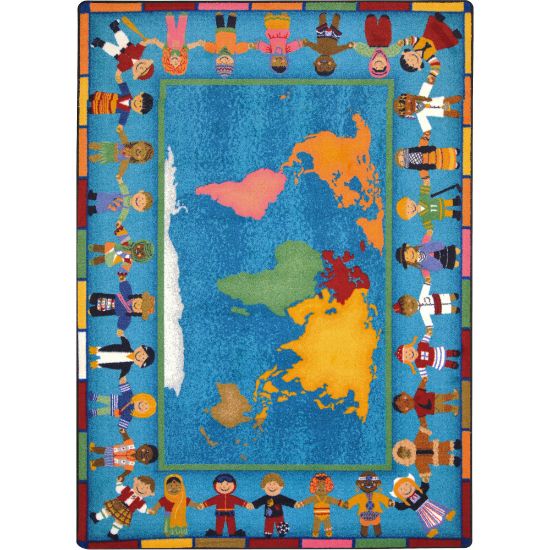 Picture of Joy Carpets Kids Essentials Rectangle Area Rug, Hands Around the World, 5-1/3ft x 7-33/50ft, Multicolor