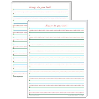 Picture of Teacher Created Resources Smart Start 1-2 Writing Paper, 8-1/2in x 11in, Primary Rule, White, 100 Sheets Per Pack, Set Of 2 Packs