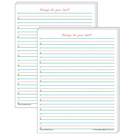 Picture of Teacher Created Resources Smart Start 1-2 Writing Paper, 8-1/2in x 11in, Primary Rule, White, 100 Sheets Per Pack, Set Of 2 Packs