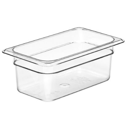 Picture of Cambro Camwear GN 1/4 Size 4in Food Pans, 4inH x 6-3/8inW x 10-1/2inD, Clear, Set Of 6 Pans