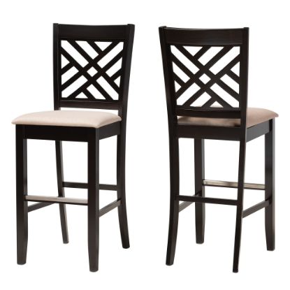 Picture of Baxton Studio Jason Bar Stools, Espresso Brown/Sand, Set Of 2 Stools