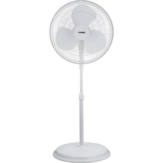 Picture of Lorell Pedestal Fan - 16in Diameter - 3 Speed - Oscillating, Tilt Adjustment - 47.3in Height x 17.8in Width x 17.8in Depth - Plastic - White