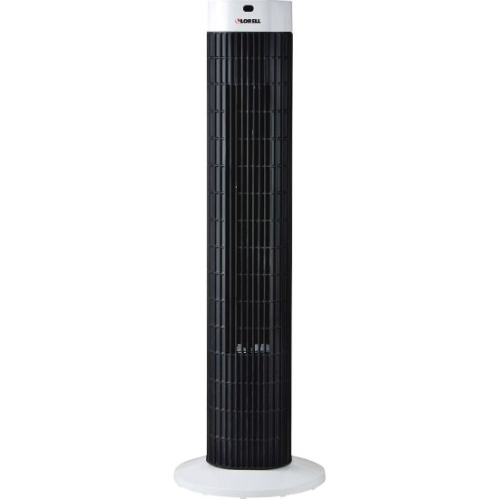 Picture of Lorell Tower Fan - 30in Diameter - 3 Speed - Sleep Mode, Breeze Mode, Oscillating, Timer - 30.2in Height x 9.5in Width x 9.5in Depth - Plastic - Black, Silver