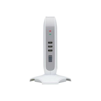 Picture of Tripp Lite Surge Protector Tower 5-Outlet with 3 USB Charging Ports 6ft Cord 5-15P White - Surge protector - 15 A - AC 120 V - 1800 Watt - output connectors: 5 - 6 ft cord - white, light gray