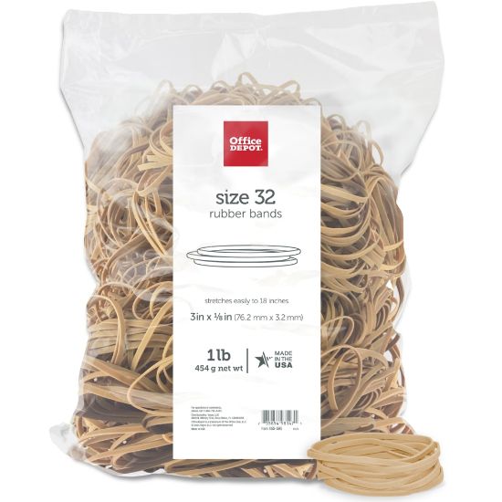 Picture of Office Depot Brand Rubber Bands, #32, 3in x 1/8in, Crepe, 1-Lb Bag