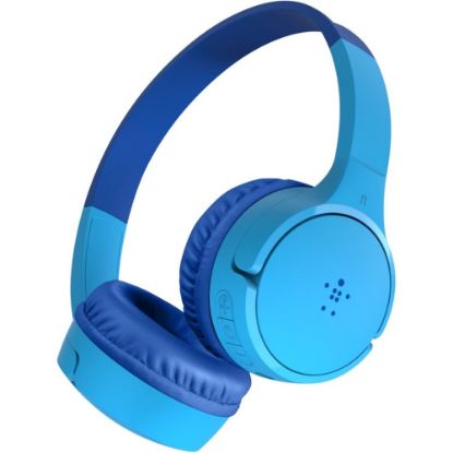 Picture of Belkin SOUNDFORM Mini Headset - Stereo - Mini-phone (3.5mm) - Wired/Wireless - Bluetooth - 30 ft - Over-the-ear - Binaural - Ear-cup - Blue