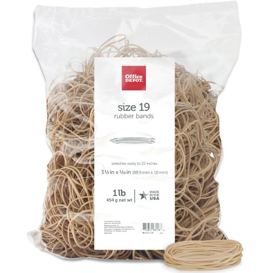 Picture of Office Depot Brand Rubber Bands, #19, 3-1/2in x 1/16in, Crepe, 1-Lb Bag