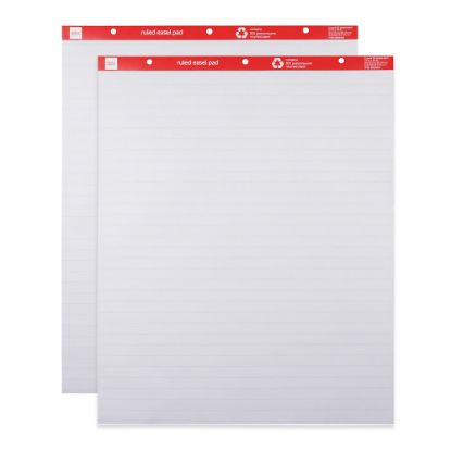 Picture of Office Depot Brand Easel Pads, 27in x 34in, Ruled, 50 Sheets, 30% Recycled, White, Pack Of 2