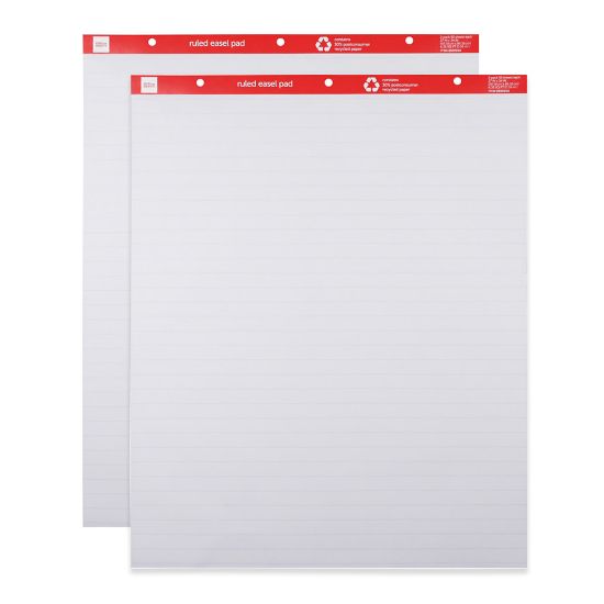 Picture of Office Depot Brand Easel Pads, 27in x 34in, Ruled, 50 Sheets, 30% Recycled, White, Pack Of 2