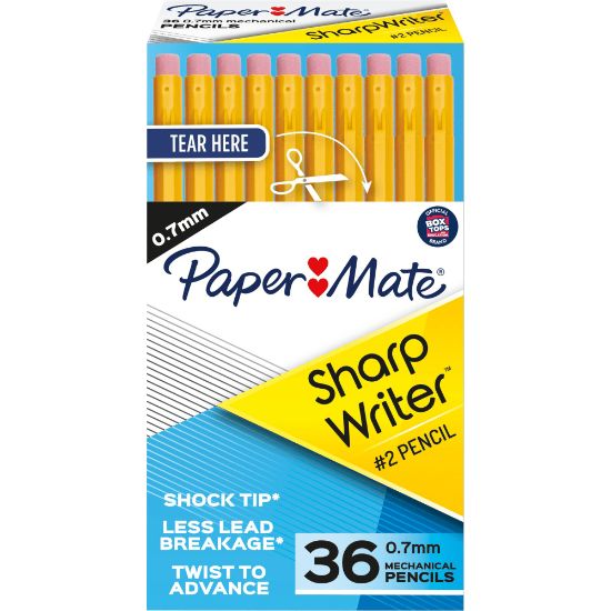 Picture of Paper Mate SharpWriter Mechanical Pencils, 0.7 mm, Yellow Barrel, Pack Of 36 Pencils