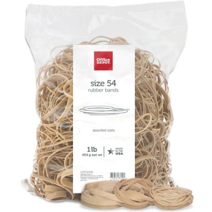 Picture of Office Depot Brand Rubber Bands, #54, Assorted Sizes, Crepe, 1-Lb Bag