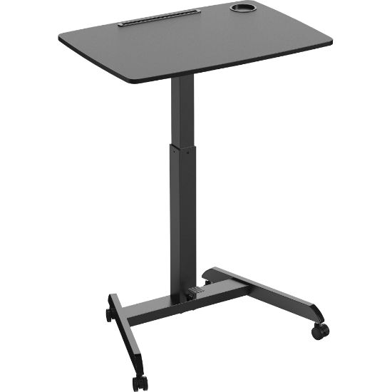 Picture of Kantek Adjustable Height Mobile Sit Stand Desk - Adjustable Height - 22in Table Top Length x 31.50in Table Top Width - 49in HeightAssembly Required - Black - Melamine Top Material - 1 Each