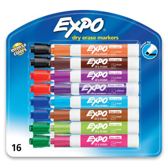 Picture of EXPO Low-Odor Dry-Erase Markers, Chisel Point, Assorted Colors, Pack Of 16