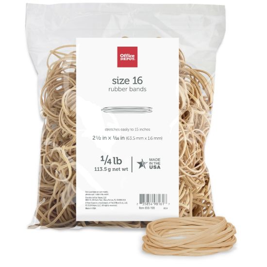 Picture of Office Depot Brand Rubber Bands, #16, 2-1/2in x 1/16in, Crepe, 1/4 Lb. Bag