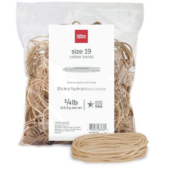 Picture of Office Depot Brand Rubber Bands, #19, 3-1/2in x 1/16in, Crepe, 1/4 Lb. Bag