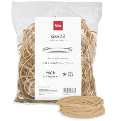 Picture of Office Depot Brand Rubber Bands, #32, 3in x 1/8in, Crepe, 1/4 Lb. Bag