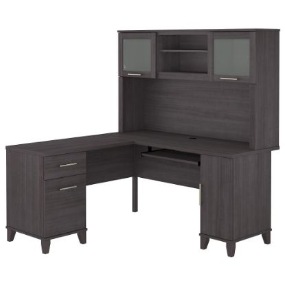 Picture of Bush Business Furniture Somerset 60inW L-Shaped Corner Desk With Hutch, Storm Gray, Standard Delivery