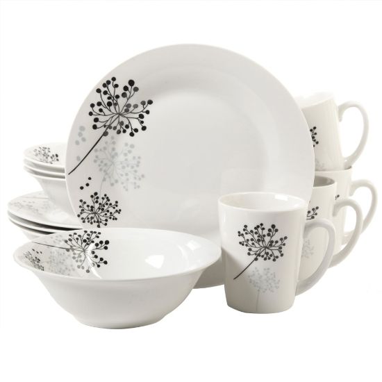 Picture of Gibson Netherwood 12-Piece Dinnerware Set, White/Gray, 995105576M