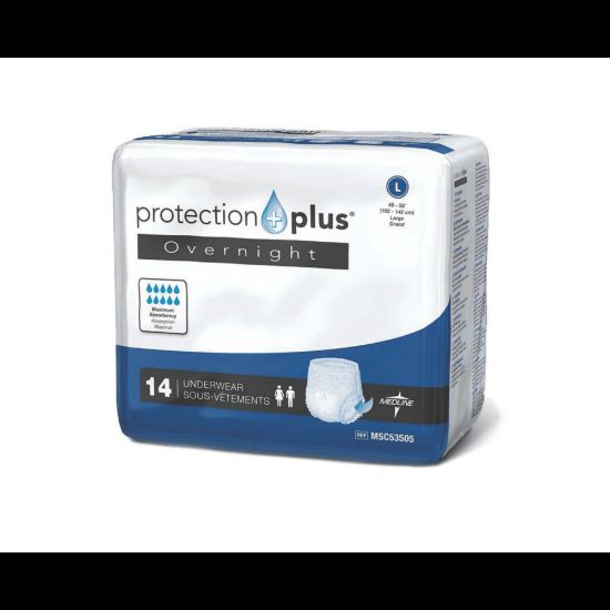 Picture of Protection Plus Overnight Protective Underwear, Large, 40 - 56in, White, Bag Of 14