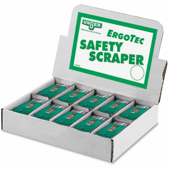 Picture of Unger Safety Scrapers - 1.50in Blade - Retractable, Safety Lock, Non-slip Grip - Green - 50 / Carton