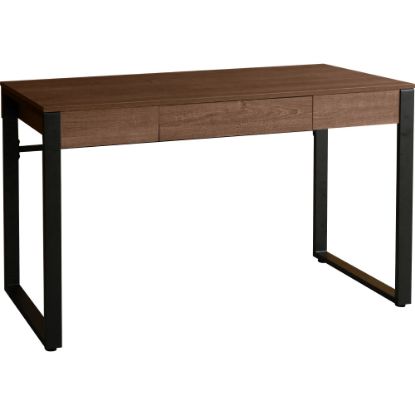 Picture of Lorell SOHO Table Desk - 47in x 23.5in x 30in - 1 - Band Edge - Material: Steel Leg, Laminate Top, Polyvinyl Chloride (PVC) Edge, Steel Base - Finish: Walnut, Powder Coated Base