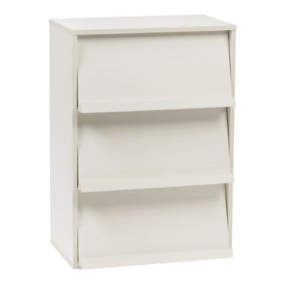 Picture of IRIS Wood Shelf With Pocket Doors, 3-Tier, White