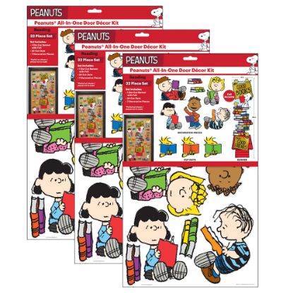 Picture of Eureka School Reading All-In-One Door Decor Kits, 45in, Peanuts, 32 Pieces Per Kit, Pack Of 3 Kits