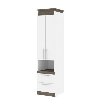 Picture of Bestar Orion 20inW Storage Cabinet With Pull-Out Shelf, White/Walnut Gray