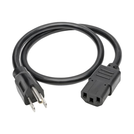 Picture of Eaton Tripp Lite Series Desktop Computer AC Power Cable, NEMA 5-15P to C13 - 13A, 125V, 16 AWG, 2 ft. (0.61 m), Black - Power cable - power IEC 60320 C13 to NEMA 5-15 (M) - AC 110 V - 2 ft - black