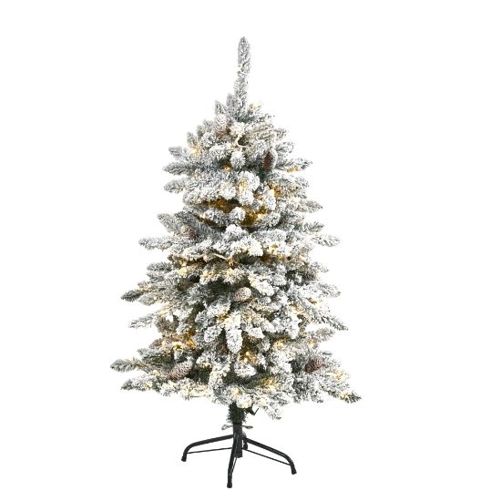 Picture of Nearly Natural Flocked Livingston Artificial Fir Christmas Tree, 4ft