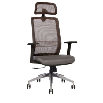 Picture of Sinfonia Sing Ergonomic Mesh/Fabric High-Back Task Chair With Antimicrobial Protection, Fixed T-Arms, Headrest, Copper/Gray/Black