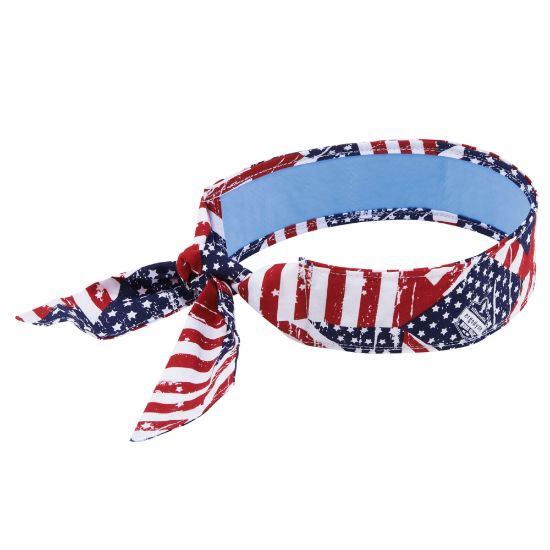 Picture of Ergodyne Chill-Its 6700CT Evaporative Cooling Tie Bandanas With Cooling Towel, Stars & Stripes, Pack Of 6 Bandanas