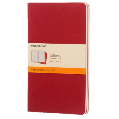 Picture of Moleskine Cahier Journals, 5in x 8-1/4in, Ruled, 80 Pages, Cranberry Red, Set Of 3 Journals