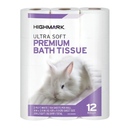 Picture of Highmark TAD Premium 2-Ply Toilet Paper, 51-5/16ft Rolls, 154 Sheets Per Roll, 12 Rolls Per Pack, Case Of 4 Packs